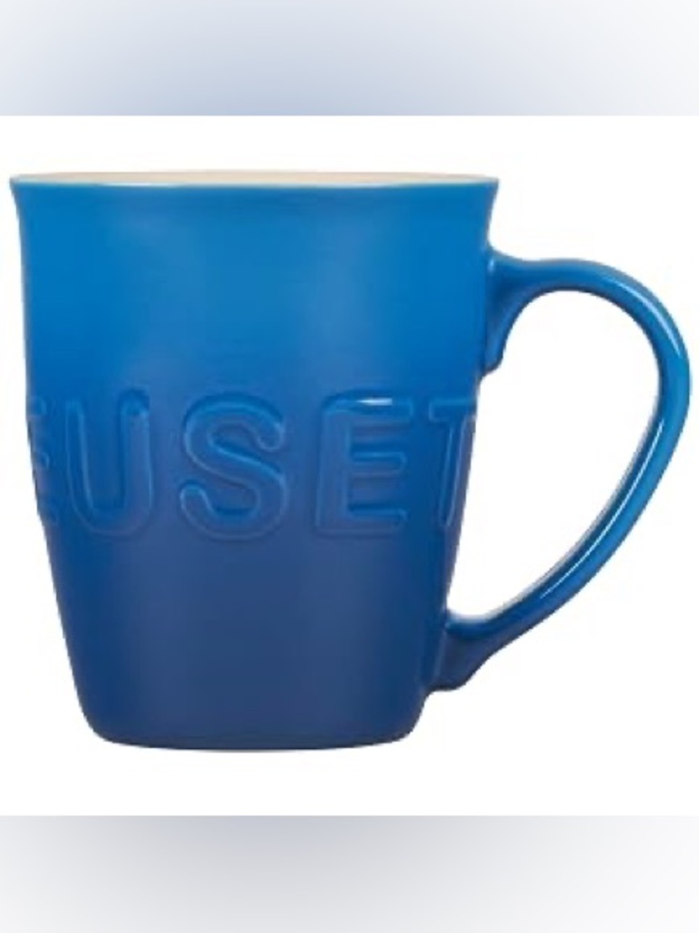 Le Creuset Blue Stoneware Mug with Embossed Logo